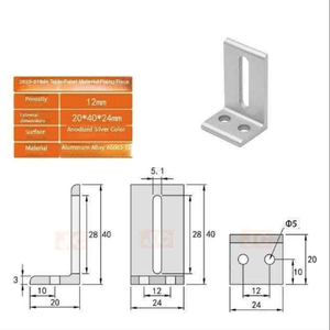 Profilés en alliage d'aluminium : Code d'angle de connexion extrudé, pièces de fixation à angle droit, inégaux et réglables, série 6000, tempérage T3-T8, 90° - Product Image 5