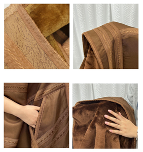 เสื้อโค้ทหนังกลับแบบอาหรับมุสลิมคุณภาพสูง ผลิตตามสั่ง OEM ขายดีจากโรงงาน เสื้อโค้ทฟาร์วาสำหรับฤดูหนาวสำหรับผู้ชาย - Product Image 2