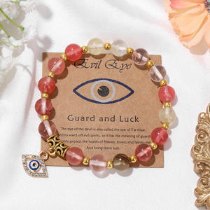 Wholesale Retro Demon 8mm SemiPrecious Gemstone Devil Eye Charm Healing Energy Crystal Stone Beaded <b>Stretch</b> <b>Bracelets</b> - Product Image 6