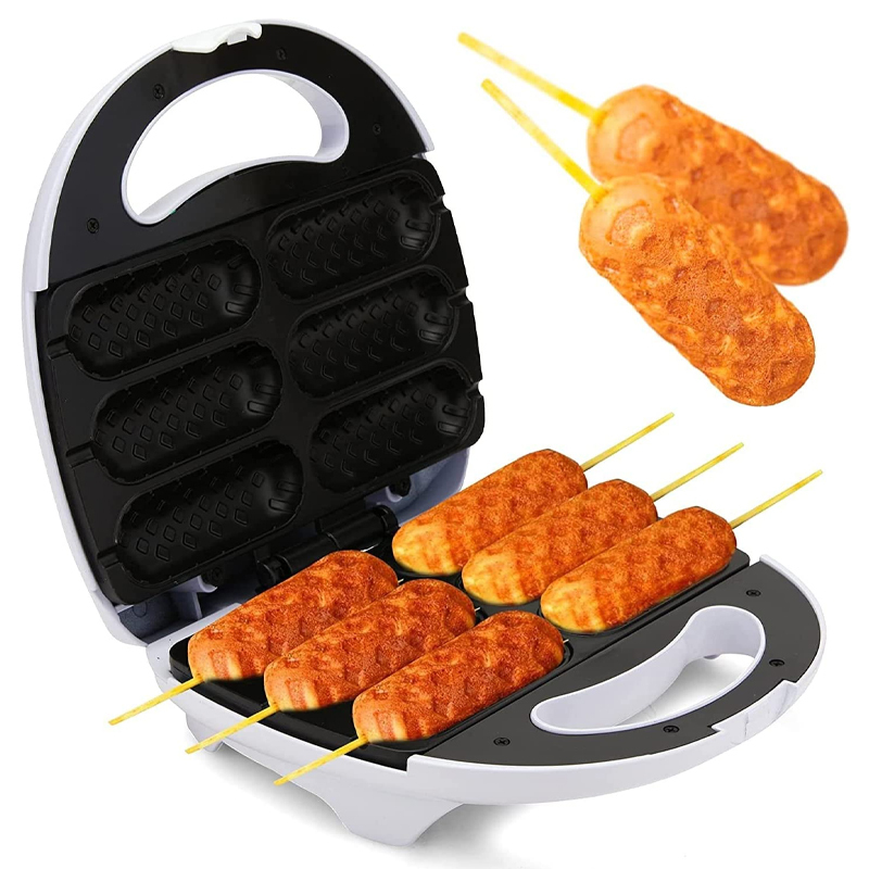 Produktbild von Corn Dog Waffeleisen – 6 Stück Hot Dog Maker, 750W, Antihaft, ABS+Edelstahl, Für Zuhause