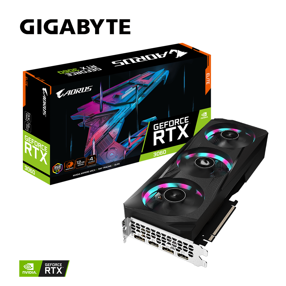 GIGABYTE AORUS Geforce RTX 3060 ELITE 12G - Powerful GPU