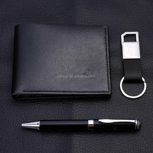 Set Hadiah Hari Ayah 3 in 1 Dompet + Gantungan Kunci + Pulpen Set Hadiah Pria Set Hadiah Pria dengan Logo Kustom Kotak Hadiah - Product Image 1
