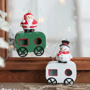 Navidad Iron Crafts Santa Schneemann kleiner Zug Weihnachts baum Anhänger Garten Dekor Weihnachts baum hängen Weihnachts schmuck