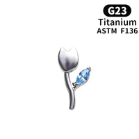 Anting-anting tusuk bunga kristal titanium Getta F136, ulir dalam, untuk tulang rawan telinga, unisex, anak-anak, desain sederhana nan indah, DIY