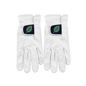 Gants de golf minimalistes en cuir Cabretta blanc avec logo brodé, respirants, pour hommes et femmes, protection des mains, fabrication directe OEM - Product Image 1