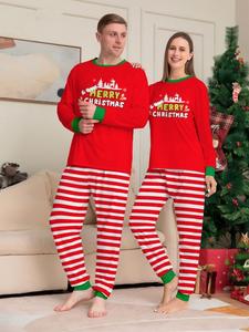 Pijamas de Natal Personalizados para Família, Conjunto de Roupas Listradas Vermelhas para Mãe e Filho - Product Image 3