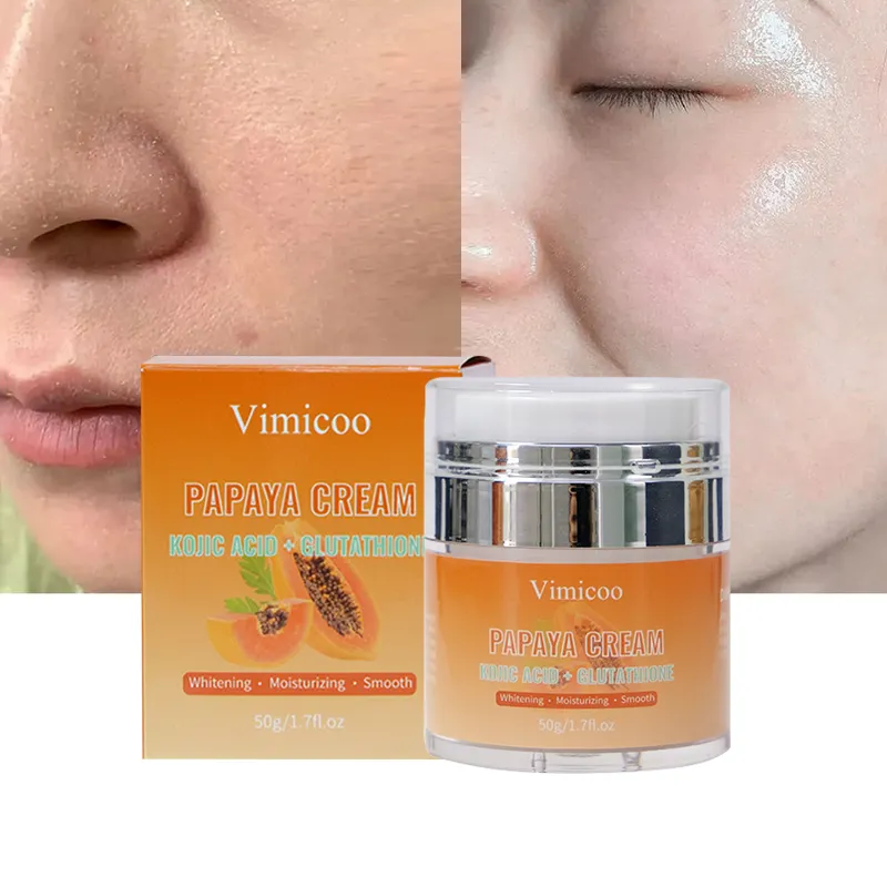 Korean Private Label Natural Organic Moisturising Facial Skin Day And Night Kojic Acid Glutathione Papaya Whitening Face Cream