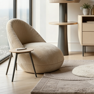 Fauteuil d'appoint moderne en cuir crème, style minimaliste, fauteuil de salon de luxe, canapé unique en forme d'œuf pour le mobilier de salon - Product Image 4