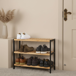 Many Colours Sizes 3 Tier Bamboo <b>Shoe</b> Rack Stack Factory Wholesale Price Affordable Household <b>Shoe</b> Racks Stands Storage Shelves - Product Image 2
