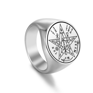 Tétragramme Viking Anneaux Vintage Wahyeh Magique Béni <span class=keywords><strong>Pentagramme</strong></span> <span class=keywords><strong>de</strong></span> <span class=keywords><strong>Salomon</strong></span> Amulette En Acier Inoxydable Punk Anneau Hommes Femmes Cadeau - Product Image 1