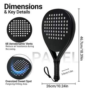 Raquette de <span class=keywords><strong>padel</strong></span> en fibre de carbone style Bullpadel - Raquette de <span class=keywords><strong>padel</strong></span> professionnelle avec logo personnalisé - Product Image 2