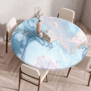 Wholesale <strong>Marble</strong> Printed <strong>Dining</strong> <strong>Table</strong> Cloth Waterproof Elastic Round <strong>Table</strong> Cover - Product Image 3