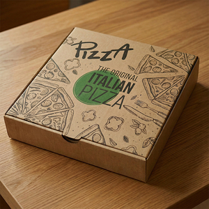 Caja de Pizza Ecológica Personalizada, Caja de Papel Plegable para Tartas, Desechable, de 6, 7, 8, 9 y 10 Pulgadas, Negra/Marrón/Blanca, Caja de Entrega de Comida Rápida - Product Image 2
