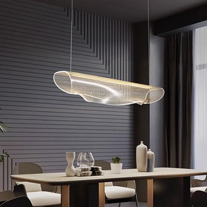 Lustre en acrylique moderne minimaliste design, lampe d'art de luxe pour grand bureau, restaurant, bar, comptoir, installation suspendue - Product Image 4