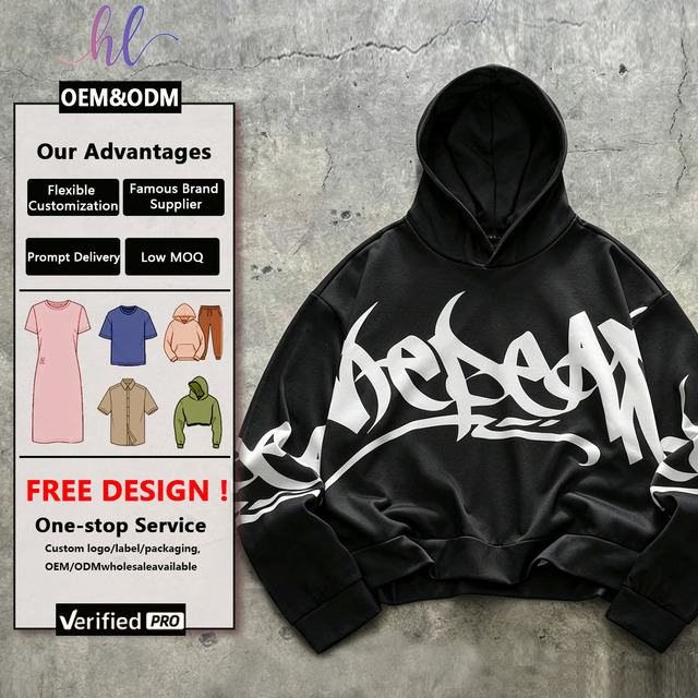 Factory OEM ODM Wholesale Y2K Oversized Men's Knitted Letter Print Long Sleeve Casual Autumn Hoodie