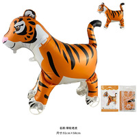 Ballons en aluminium animaux de dessin animé avec roues pour la marche : licorne, tigre, girafe, éléphant, dinosaure pour fête d'anniversaire de bébé ou enfant