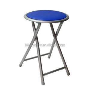 Taburete plegable de Metal redondo con asiento acolchado de vinilo, barato - Product Image 4