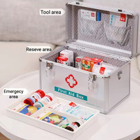 Glosen B016-5 Boîte de rangement médicale carrée en alliage d'aluminium brillant écologique avec serrure/poignée/sangle d'épaule double couche