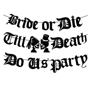 Noir jusqu'à <span class=keywords><strong>la</strong></span> <span class=keywords><strong>mort</strong></span> nous faire <span class=keywords><strong>la</strong></span> fête bannière mariée ou Die bannière pour Halloween Bachelorette décorations <span class=keywords><strong>de</strong></span> fête <span class=keywords><strong>de</strong></span> mariage bannières personnalisées - Product Image 1