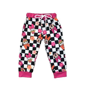 Groothandel Nieuwe Aankomst Baby Meisje Jogger Broek Mozaïek Effen Print Roze Muis Eend Kinderen Meisje Joggingbroek Voor Kind