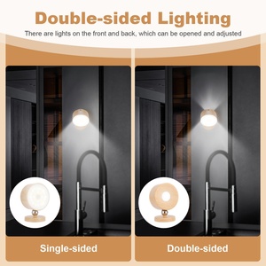 Lámpara Nocturna Creativa Moderna con LED y Acabado de Madera 360 °   Lámpara de pared giratoria con control táctil para dormitorio y sala de estar - Product Image 5