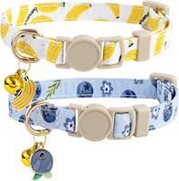 Kalung Kucing NIBAO 2 Pack Motif Pisang & Blueberry, dengan Pengaman Lepas Cepat, Set Kalung Hewan Peliharaan Lucu untuk Kucing & Anjing Kecil