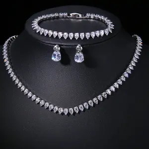 Fashion Bride Wedding Jewelry Set Necklace Bracelet Earrings Trend Engagement Banquet Anniversary Jewelry