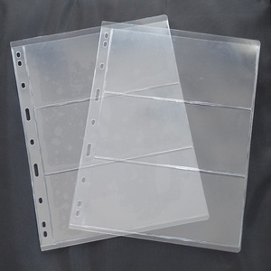 Pages d'album pour billets de banque standard à 9 trous, transparentes, à feuilles mobiles, simple face, 1 à 7 rangées, pour collection de devises - Product Image 3