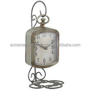 Reloj de Mesa Rectangular Moderno de Metal Niquelado con Esfera Blanca y Agujas Negras, Decoración Premium para el Hogar, Cronometraje Elegante - Product Image 1
