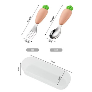 Nuovo Set di Cucchiai Riutilizzabili in Acciaio Inox con Motivo Frutta, Design Classico per Bambini, Set per Alimenti Supplementari 304, Carota - Product Image 5