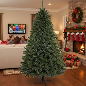 <span class=keywords><strong>Sapin</strong></span> <span class=keywords><strong>de</strong></span> Noël <span class=keywords><strong>artificiel</strong></span> tendance <span class=keywords><strong>de</strong></span> 210 cm en PVC, type <span class=keywords><strong>sapin</strong></span> <span class=keywords><strong>de</strong></span> pin, avec support métallique, design écologique effet neige collante - Product Image 1