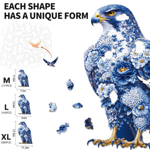 Rompecabezas de Madera Personalizado de 100/200 Piezas con Forma de Águila Floral Azul, Ajuste Perfecto, Resistente al Agua, Juguete DIY para Niños y Adultos - Product Image 2