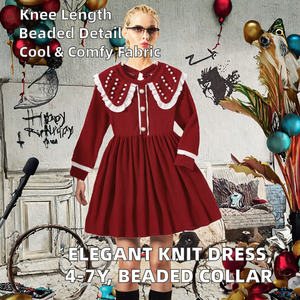 Vestido de punto plisado con cuello vuelto y manga larga para niñas, elegante, con volantes florales, hasta la rodilla, corte en A, para otoño 2026, de 4 a 7 años, venta al por mayor - Product Image 3