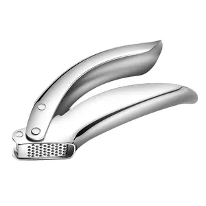 Hot selling best seller stainless steel arc-shaped heavy duty hand grips soft-handled rocking garlic press tool
