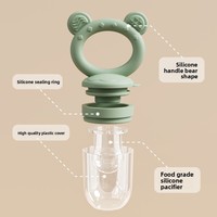 Sucettes pour bébé en silicone souple sans BPA, nouvelle conception, 3 tailles, avec filet, nourrisseur de fruits et aliments avec couvercle anti-poussière
