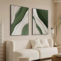 Vente en gros - Peinture acrylique originale Verdant Flow Diptych Green texturée abstraite, nature morte, peinte à la main sur toile, décoration murale pour intérieur