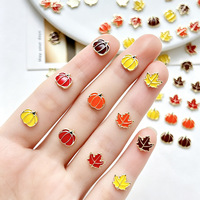 10 pièces/sac – Breloques de luxe pour ongles en alliage non toxique, motif feuille et citrouille 3D, pour décoration d'ongles DIY à presser – Nouveauté française très prisée
