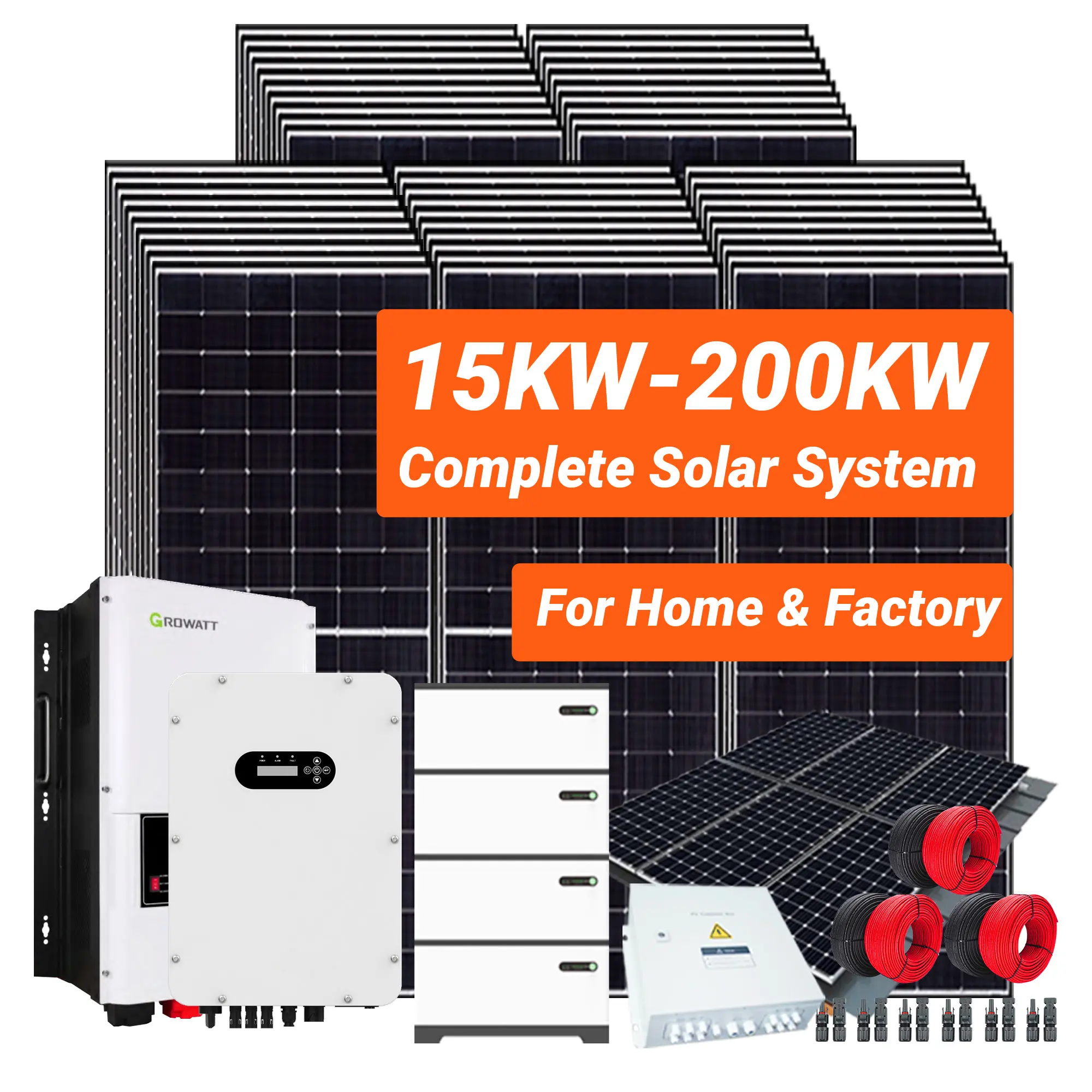 Nhà sản xuất bảng điều khiển năng lượng mặt trời lai Hệ thống lưu trữ năng lượng mặt trời 20kW 50kw 100kw 200Kw 1mW tắt hệ thống năng lượng mặt trời lưới với pin lithium