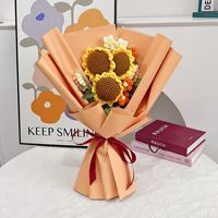 Buket Bunga Rajutan Kreatif Buatan Tangan Bunga Matahari Teratai Crochet untuk Wisuda Hari Ibu Hari Valentine Hadiah Paskah