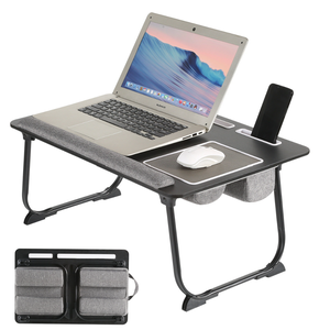 Soporte de bambú para portátil con almohada acolchada, escritorio portátil para computadora. - Product Image 5