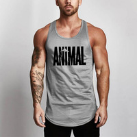 Lettre sans manches graphique gilet formation respirant blanc Polyester maille surdimensionné Fitness t-shirt pour hommes
