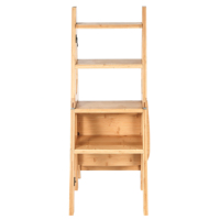Combinaison d'échelle et de chaise pliantes à marches, tabouret de sécurité en bois massif naturel, chaises d'échelle, chaises d'escabeau portables