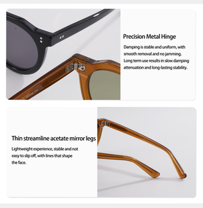 Lunettes de soleil rondes rétro en acétate pour hommes et femmes, décorées de rivets, protection UV400, style vintage, logo personnalisé, lunettes de soleil OEM - Product Image 6