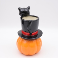 Tasses tiki en porcelaine de bar taille personnalisée tasse à cocktail citrouille en céramique avec chat noir toile d'araignée chapeau haut de forme tasse tiki