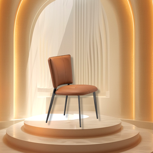 Lu Modern Durable <b>Comfortable</b> Leather Dining <b>Chair</b> with Backrest and Metal Legs for Home or Hotel Furniture - Product Image 3