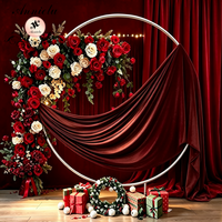 Arche Ronde ANNIELU en Aluminium – Cadre de Fond au Design Simple avec Base Noire pour Photobooth, Mariage, Fête, Décoration de Noël