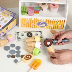 Interactive Pretend Delightful Birthday Gift Counter Wooden <b>Ice</b> <b>Cream</b> <b>Play</b> <b>Set</b> With Scoop, Menu, Money for Kids - Product Image 1