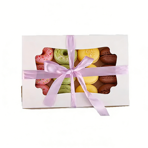 Boîtes en papier décorées de rubans en gros, boîtes en papier pour desserts avec fenêtre, pour les fêtes d'enfants, les cadeaux, l'emballage de beignets et de macarons - Product Image 1
