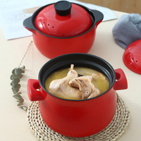 Marmite en Céramique Rouge Chinoise à Vendre, Ensemble Cocotte en Céramique pour Cuisson Riz, Soupe et Bouillie