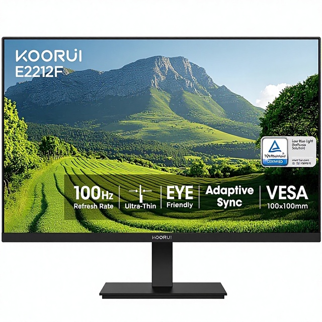 KOORUI 22-Inch Full HD 1080P 100Hz VA Panel PC Gaming Monitor 4000 1 Contrast Ratio Adaptive Sync /VGA Inputs Tilt Black